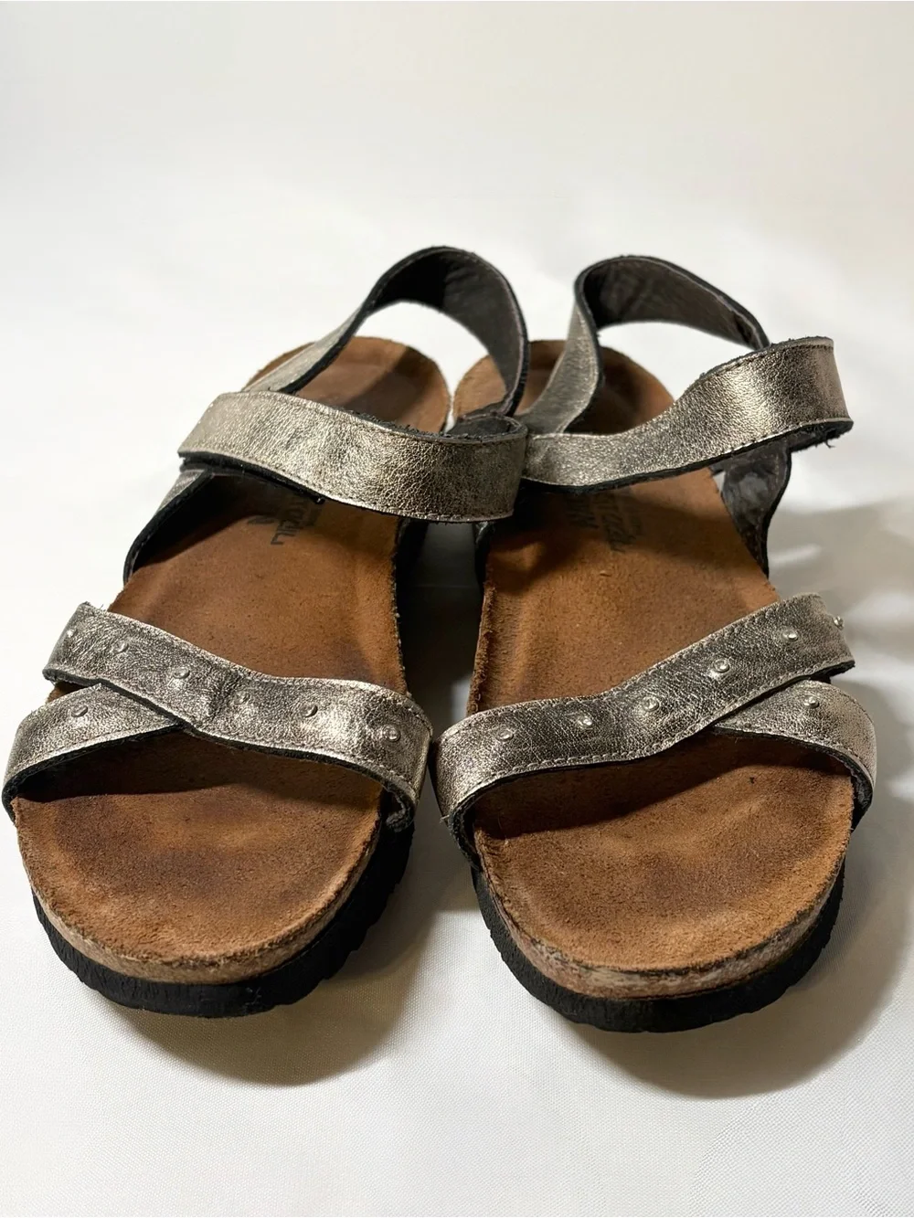 Naot Alyssa Metallic Leather Studded Adjustable Strap Comfort Sandals Size EU 38